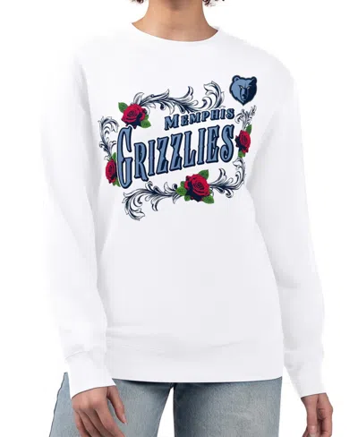 G-iii 4her By Carl Banks Women's White Memphis Grizzlies Roses Fleece Tri-blend Sweatshirt
