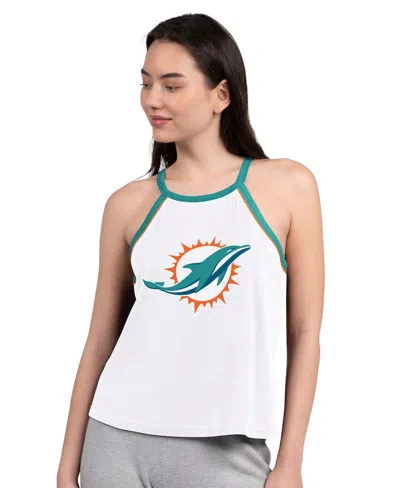 G-iii 4her By Carl Banks Women's White Miami Dolphins Redemption Win Slub Tank Top