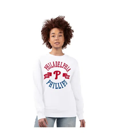 G-iii 4her By Carl Banks Women's White Philadelphia Phillies Team Logo Fleece Pullover Sweatshirt