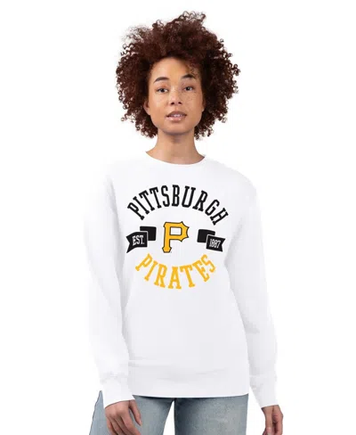G-iii 4her By Carl Banks Women's White Pittsburgh Pirates Team Logo Fleece Pullover Sweatshirt