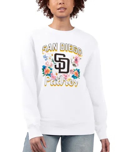 G-iii 4her By Carl Banks Women's White San Diego Padres Flowers Graphic Pullover Sweatshirt