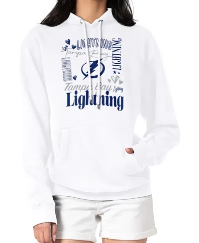 G-iii 4her By Carl Banks Women's White Tampa Bay Lightning Collage Team Graphic Tri-blend Fleece Pullover Hoodie