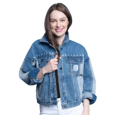 G-iii Sports By Carl Banks New Jersey Devils Buzzer Beater Button-up Denim Jacket In Light Blue