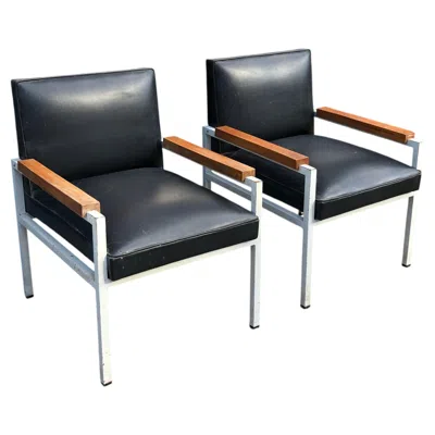 Pre-owned Gijs Van Der Sluis Scandinavian Midcentury Modern Armchairs Teak Iron Frame 1960s Gijs Van Der Slui In Brown
