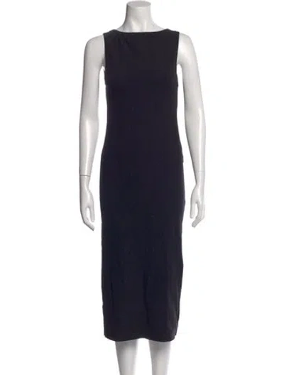 Pre-owned Gil Rodriguez Bateau Neckline Midi Length Dress In Blue
