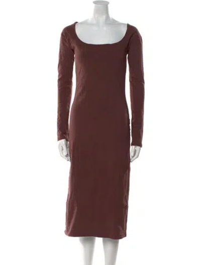 Pre-owned Gil Rodriguez Bateau Neckline Midi Length Dress In Brown