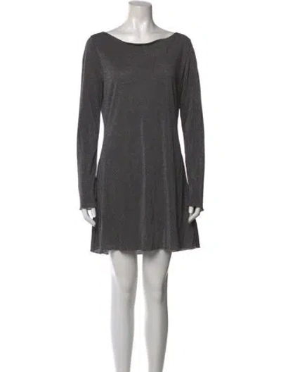 Pre-owned Gil Rodriguez Bateau Neckline Mini Dress In Gray