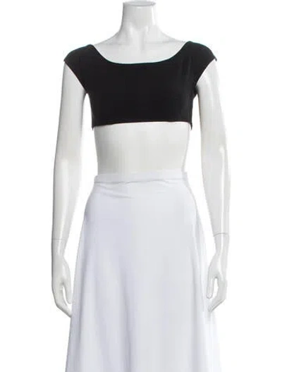 Pre-owned Gil Rodriguez Bateau Neckline Short Sleeve Crop Top In Black