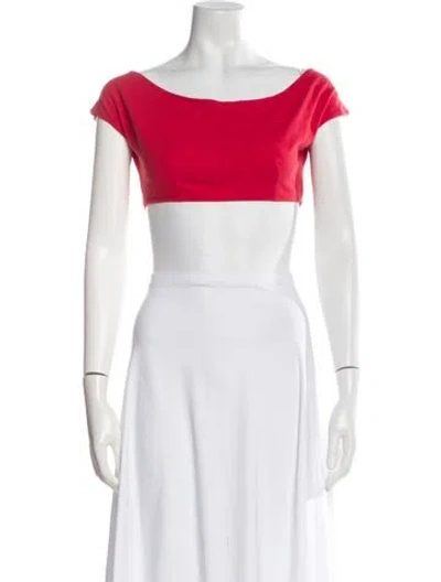 Pre-owned Gil Rodriguez Bateau Neckline Short Sleeve Crop Top In Red
