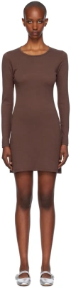 Gil Rodriguez Brown Long Sleeve Bellevue Minidress In Chocolate