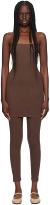 Gil Rodriguez Brown 'the Tube' Convertible Minidress In Chocolate