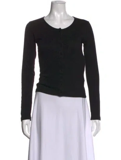 Pre-owned Gil Rodriguez Crew Neck Long Sleeve Button-up Top In Black