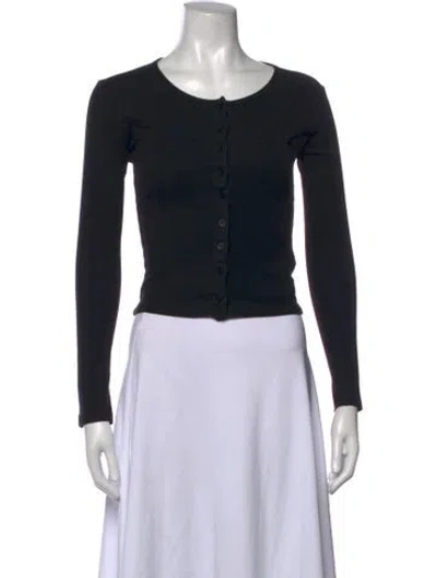 Pre-owned Gil Rodriguez Crew Neck Long Sleeve Button-up Top In Black