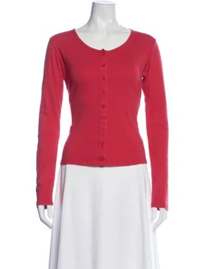 Pre-owned Gil Rodriguez Crew Neck Long Sleeve Button-up Top In Pink