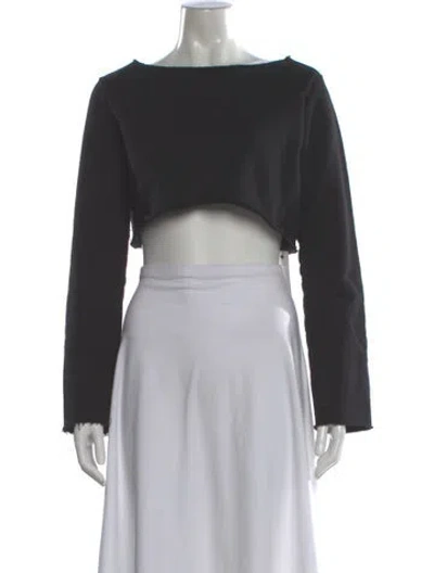 Pre-owned Gil Rodriguez Crew Neck Long Sleeve Crop Top In Gray