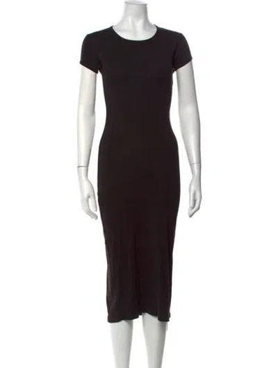 Pre-owned Gil Rodriguez Crew Neck Midi Length Dress In Black