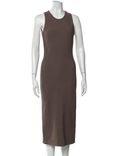 Pre-owned Gil Rodriguez Crew Neck Midi Length Dress In Neutrals