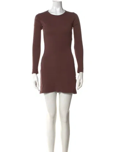 Pre-owned Gil Rodriguez Crew Neck Mini Dress In Brown