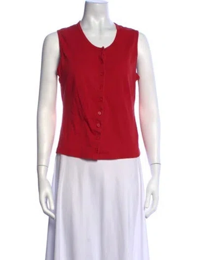 Pre-owned Gil Rodriguez Crew Neck Sleeveless Button-up Top In Red