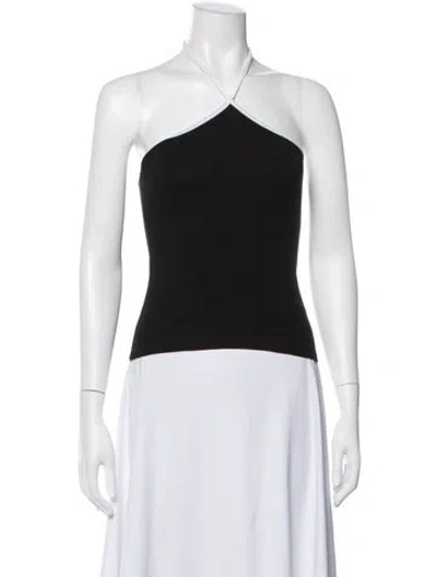 Pre-owned Gil Rodriguez Halterneck Sleeveless Crop Top In Black