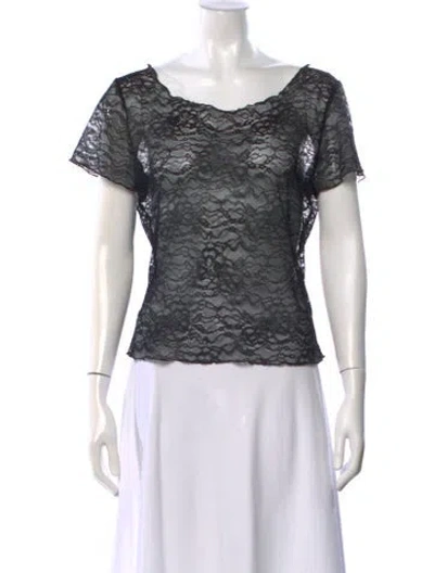Pre-owned Gil Rodriguez Lace Pattern Scoop Neck Top In Black