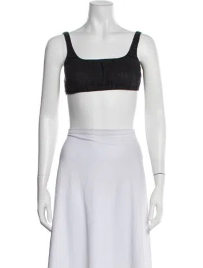 Pre-owned Gil Rodriguez Linen Scoop Neck Sports Bra In Grey