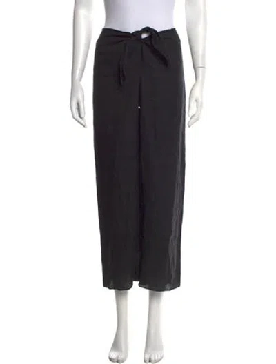 Pre-owned Gil Rodriguez Linen Wide Leg Pants In Black