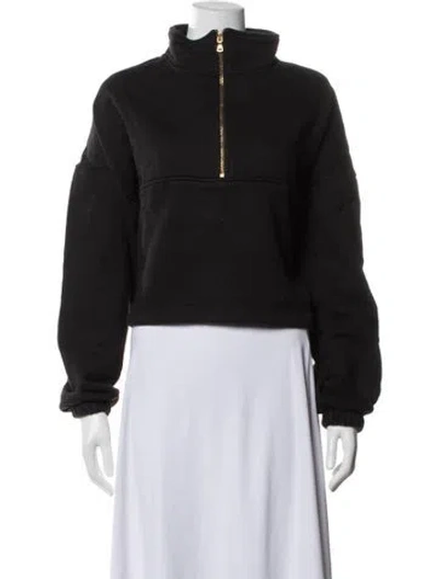 Pre-owned Gil Rodriguez Mock Neck Long Sleeve Crop Top In Black