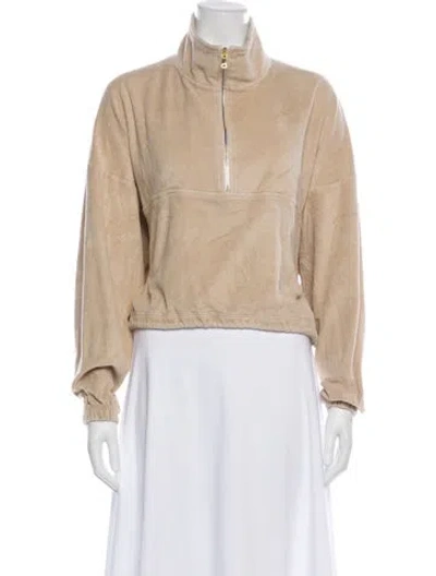 Pre-owned Gil Rodriguez Mock Neck Long Sleeve Crop Top In Neutral