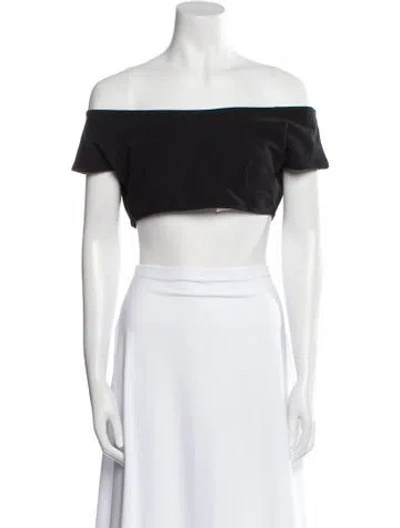 Pre-owned Gil Rodriguez Off-the-shoulder Short Sleeve Crop Top W/ Tags In Black