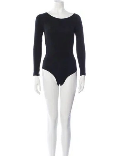 Pre-owned Gil Rodriguez Scoop Neck Long Sleeve Bodysuit In Black