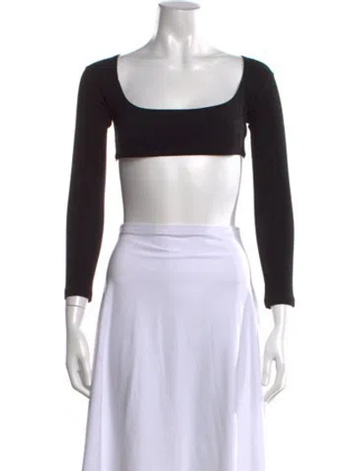 Pre-owned Gil Rodriguez Scoop Neck Long Sleeve Crop Top In Black