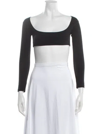 Pre-owned Gil Rodriguez Scoop Neck Long Sleeve Crop Top In Black
