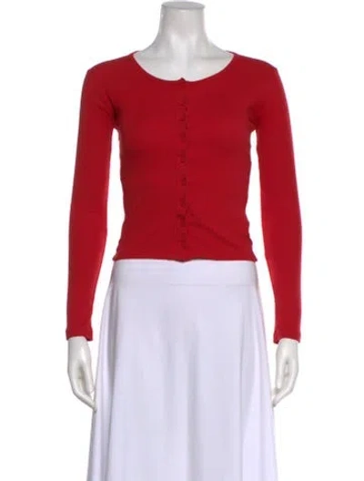 Pre-owned Gil Rodriguez Scoop Neck Long Sleeve Crop Top In Red