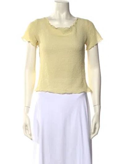 Pre-owned Gil Rodriguez Scoop Neck Short Sleeve Crop Top In Yellow
