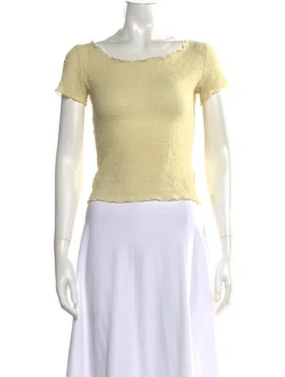 Pre-owned Gil Rodriguez Scoop Neck Short Sleeve Top W/ Tags In Yellow