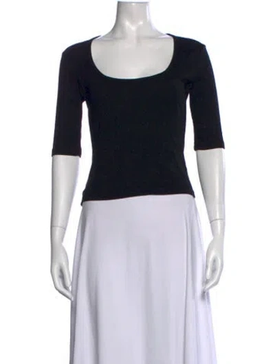 Pre-owned Gil Rodriguez Scoop Neck Three-quarter Sleeve Top In Black