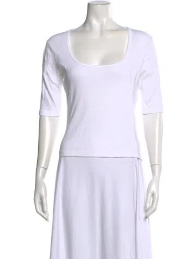 Pre-owned Gil Rodriguez Scoop Neck Three-quarter Sleeve T-shirt In White