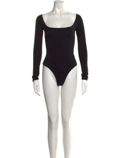 Pre-owned Gil Rodriguez Square Neckline Long Sleeve Bodysuit In Black