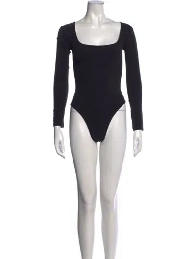 Pre-owned Gil Rodriguez Square Neckline Long Sleeve Bodysuit In Black