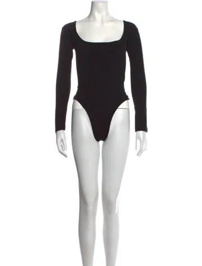Pre-owned Gil Rodriguez Square Neckline Long Sleeve Bodysuit In Black