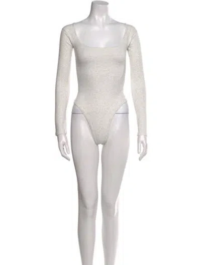 Pre-owned Gil Rodriguez Square Neckline Long Sleeve Bodysuit In Neutral