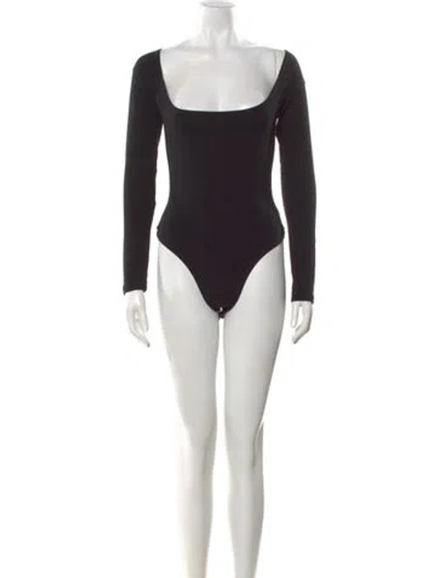 Pre-owned Gil Rodriguez Square Neckline Long Sleeve Crop Top In Black