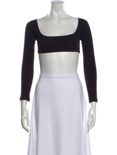 Pre-owned Gil Rodriguez Square Neckline Long Sleeve Crop Top In Black