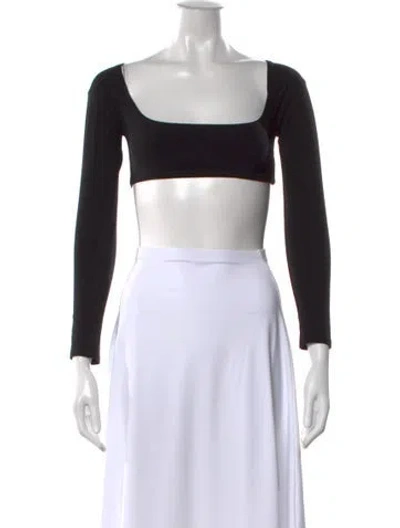 Pre-owned Gil Rodriguez Square Neckline Long Sleeve Crop Top In Black