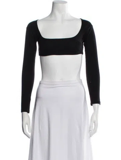Pre-owned Gil Rodriguez Square Neckline Long Sleeve Crop Top In Black