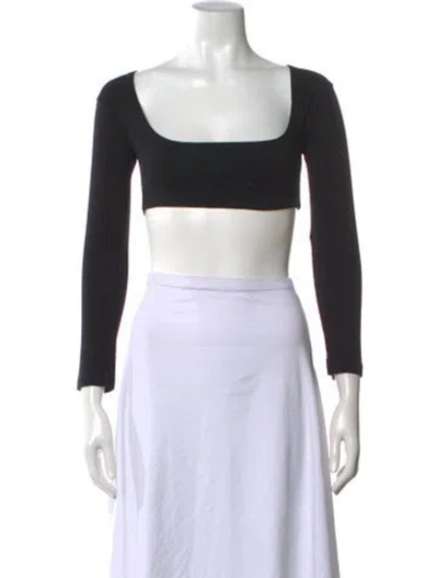 Pre-owned Gil Rodriguez Square Neckline Long Sleeve Crop Top In Black