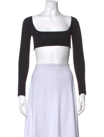 Pre-owned Gil Rodriguez Square Neckline Long Sleeve Crop Top In Black