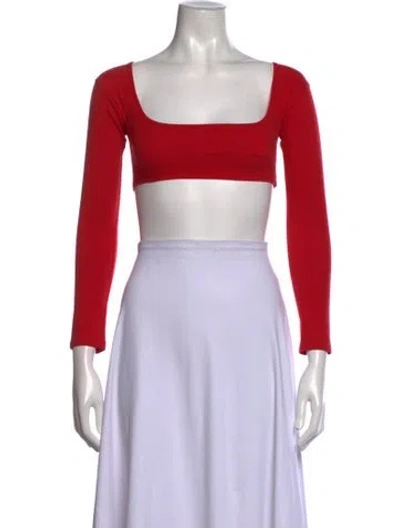 Pre-owned Gil Rodriguez Square Neckline Long Sleeve Crop Top In Pink