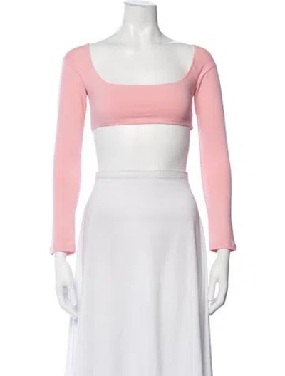 Pre-owned Gil Rodriguez Square Neckline Long Sleeve Crop Top In Pink